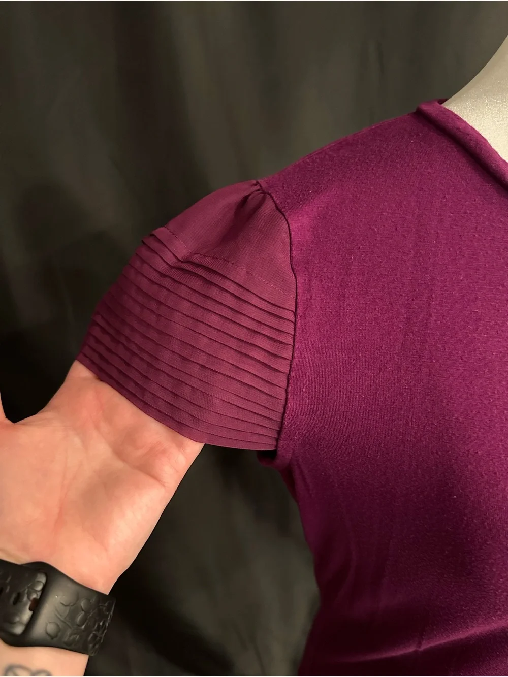 Anne Klein Short Sleeve Crewneck Top in Fuchsia - Picture 2 of 4